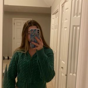 green american eagle zip sweater